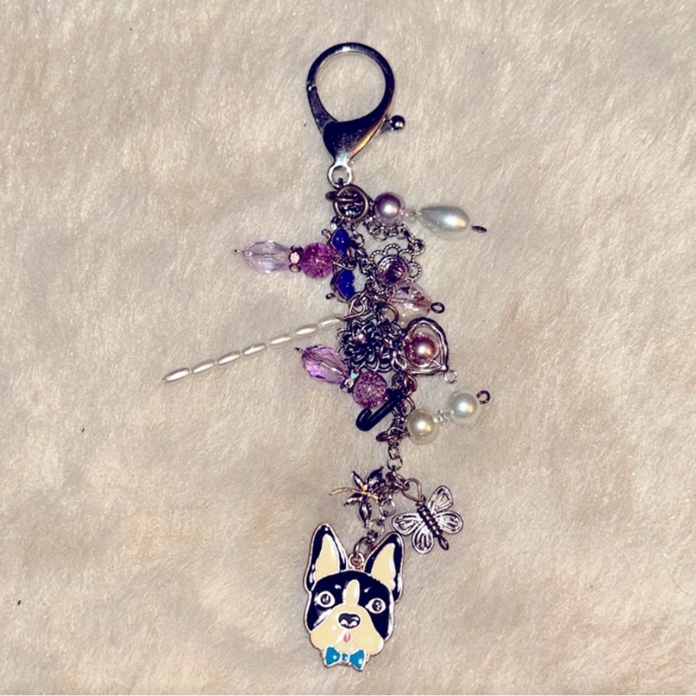 Purse charm with dog. Handmade. Dog theme.